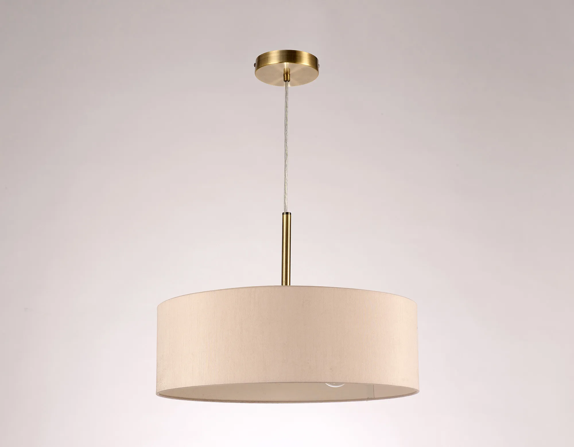 Baymont 45cm 3 Light Pendant Antique Brass, Nude Beige/Moonlight DK0705  Deco Baymont AB NU